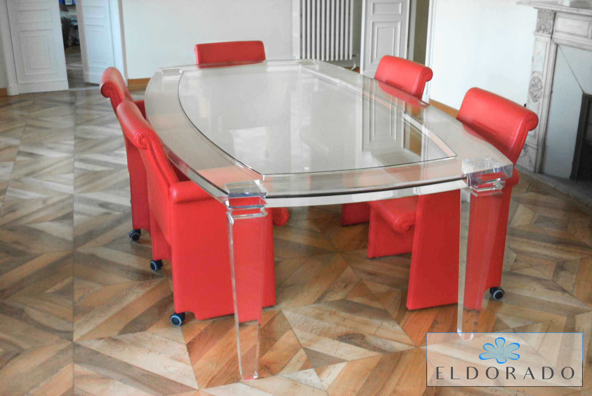 Tavolo pranzo in plexiglass BOTTE cm 250 x 140 h.76