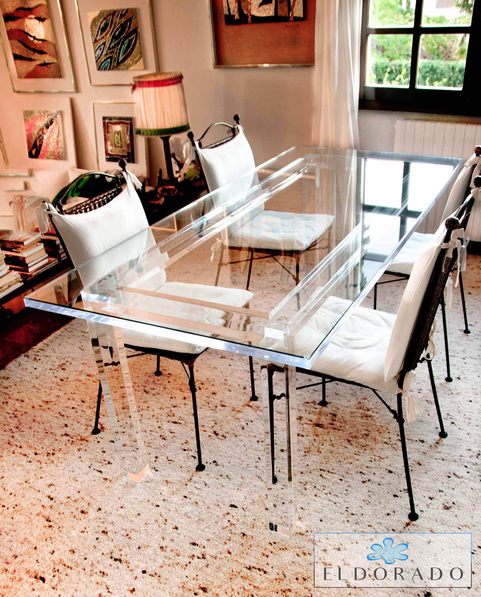 Tavolo pranzo in plexiglass MISSING A SBALZO cm 200 x 90 h.76