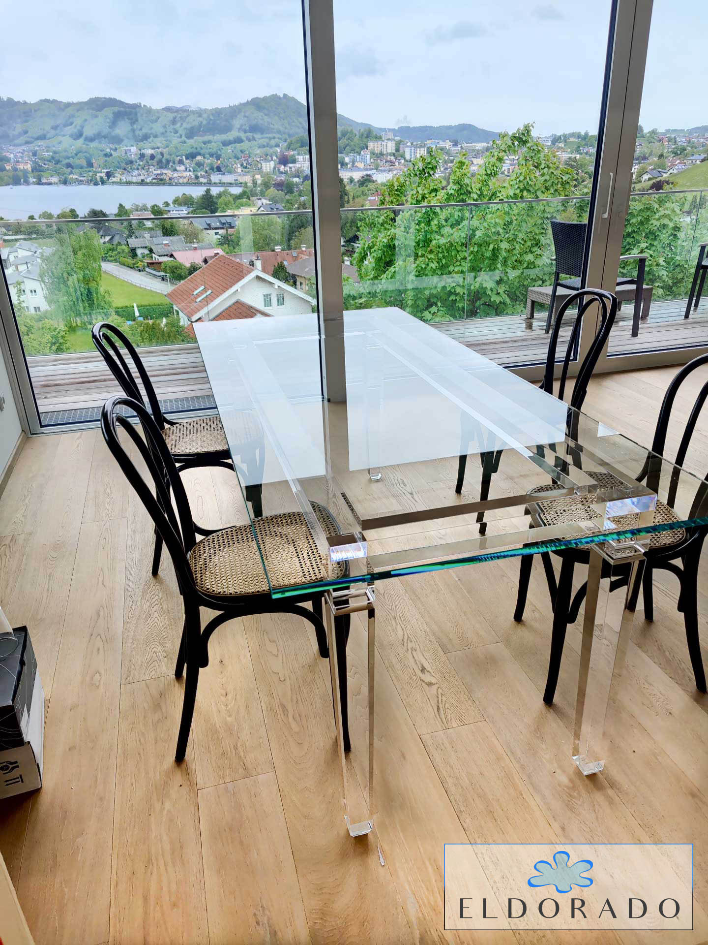 Tavolo pranzo in plexiglass LV1 A SBALZO cm 210 x 90 h.76