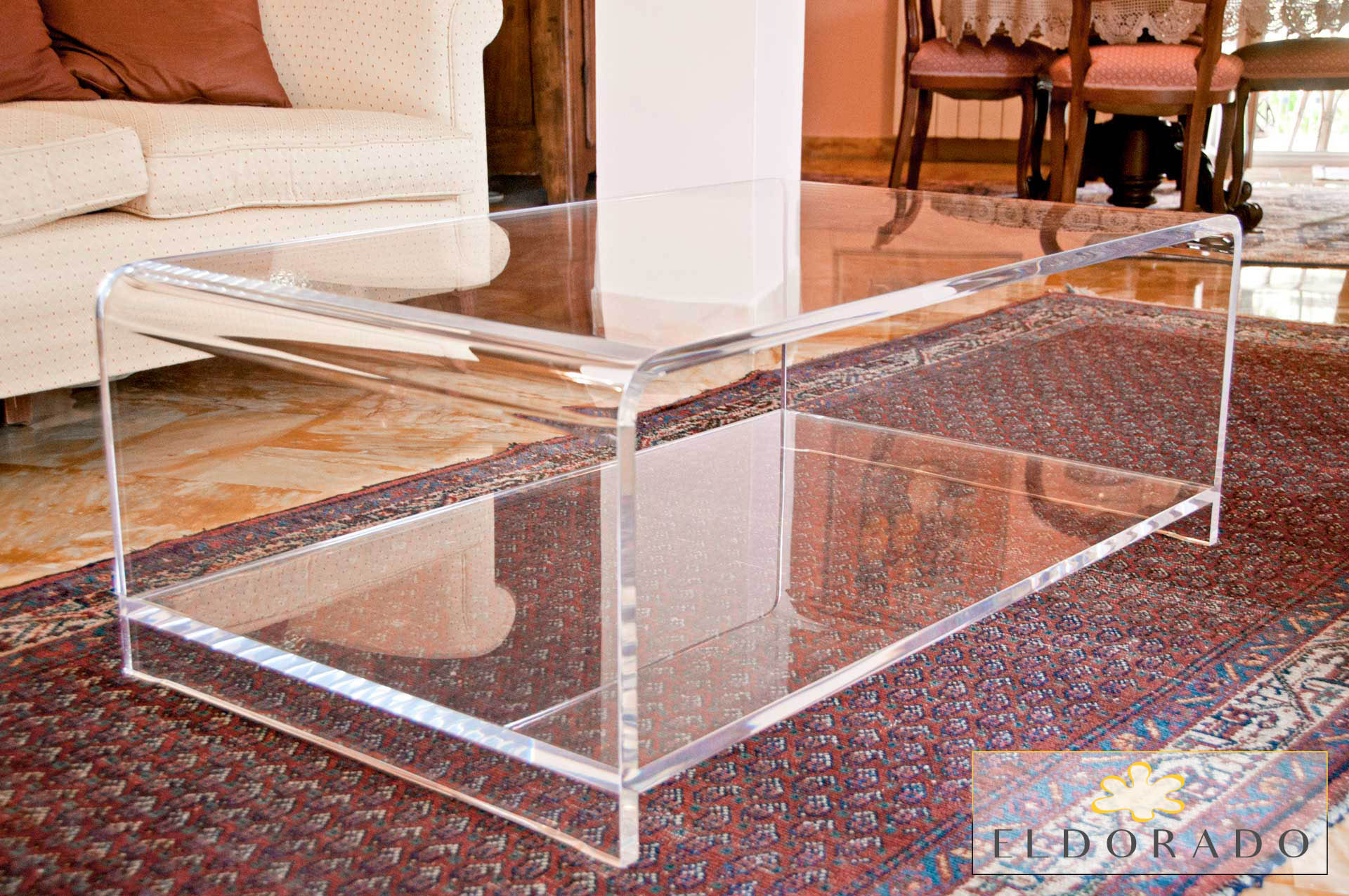 'Round Tower' Tavolino in Plexiglass Lato Divano Tondo Forma di C Trasparente da Salotto LuceSolida L40xP40xH60 