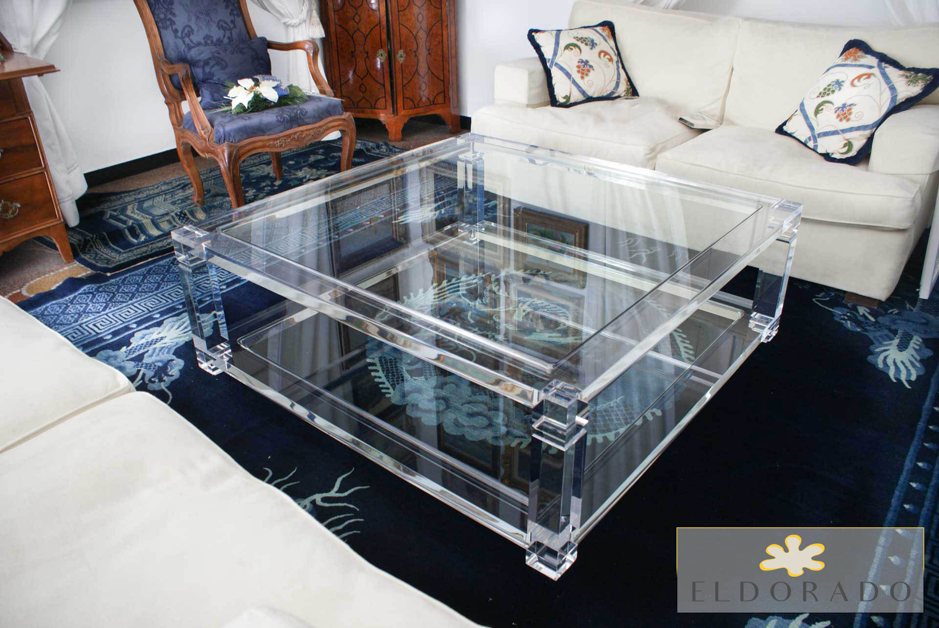 Tavolino in plexiglass A DUE TELAI cm 120 x 120 h.40