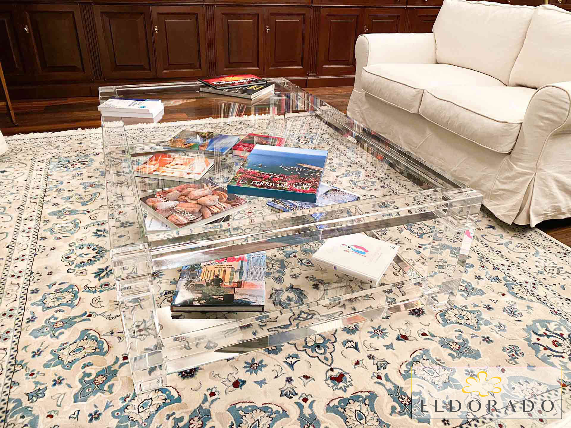 Tavolino in plexiglass A DUE TELAI cm 160 x 100 h.42