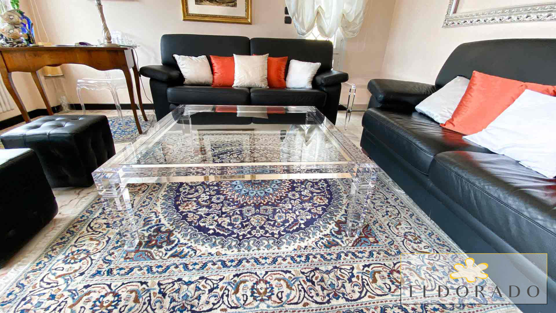 Tavolino in plexiglass LV1 cm 110 x 110 h.40