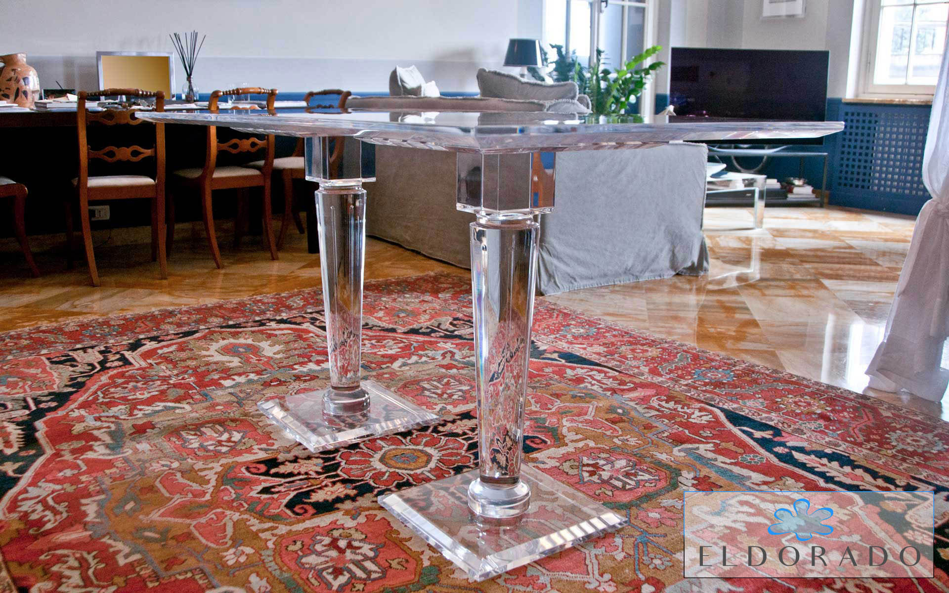 Tavolo pranzo in plexiglass MERCURY cm 150 x 80 h.76