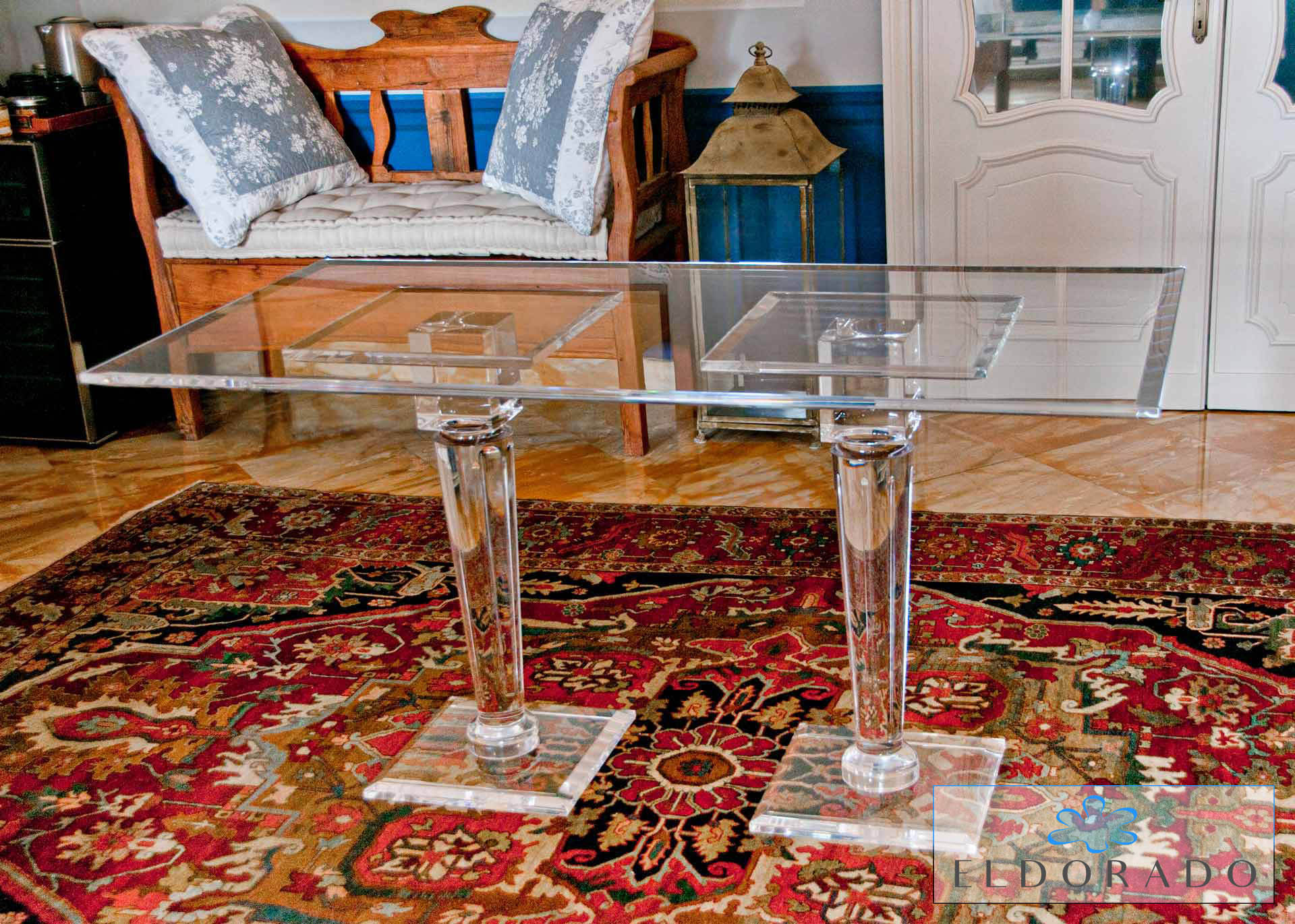 Tavolo pranzo in plexiglass MERCURY cm 150 x 80 h.76