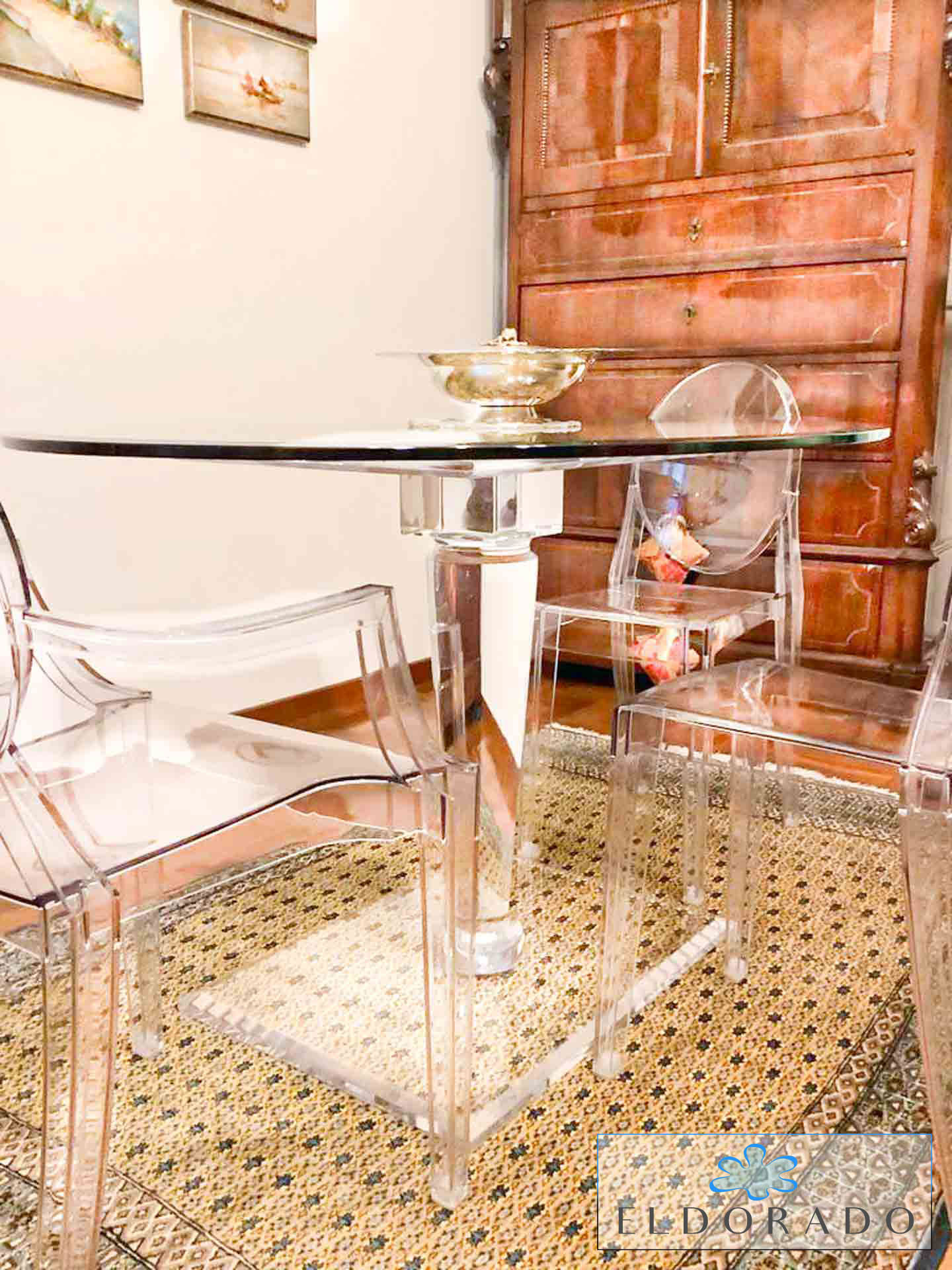 Tavolo pranzo in plexiglass MERCURY ovale cm 130 x 90 h.76