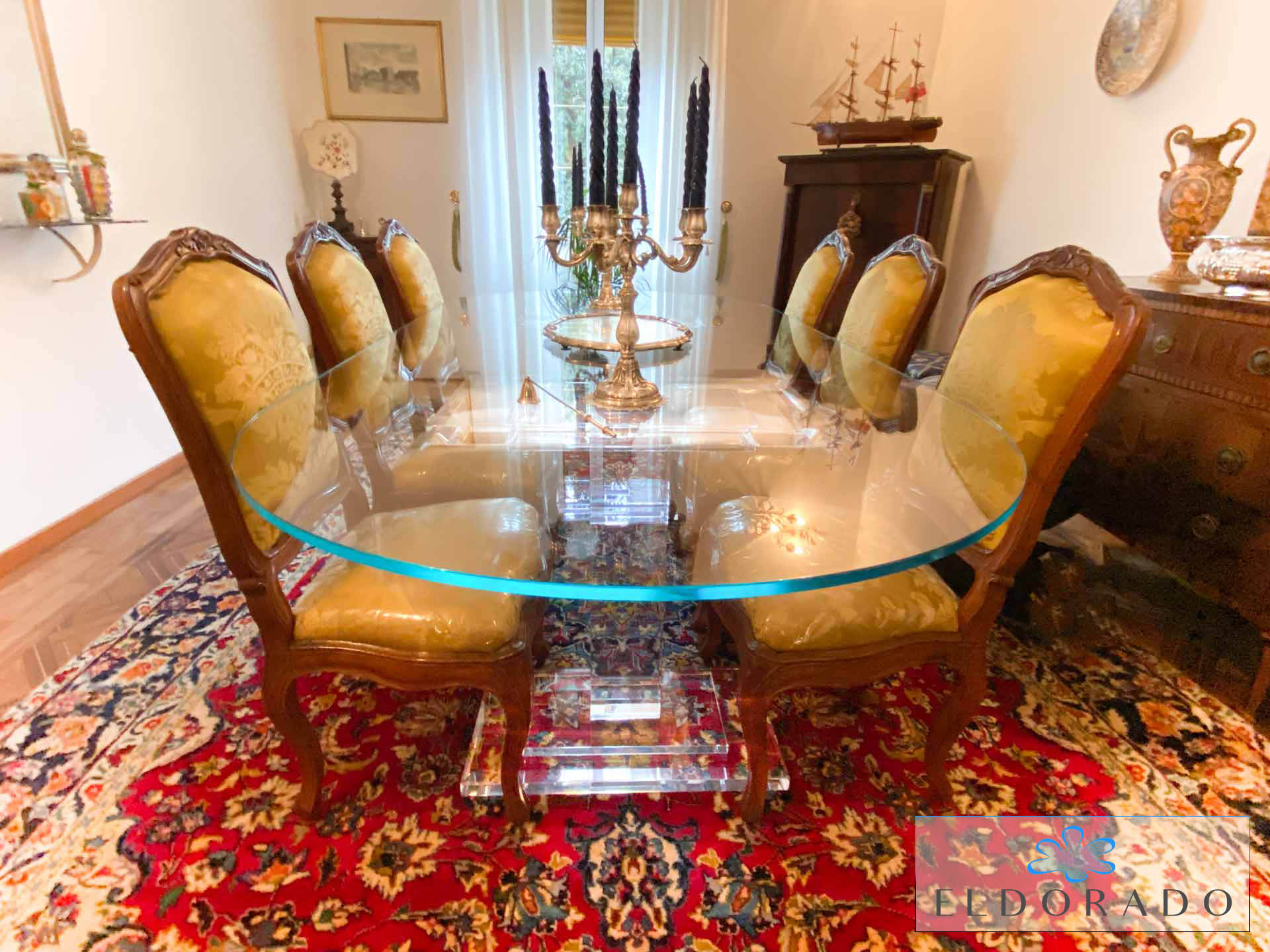 Tavolo pranzo in plexiglass MEZZO APE cm 250 x 120 h.76