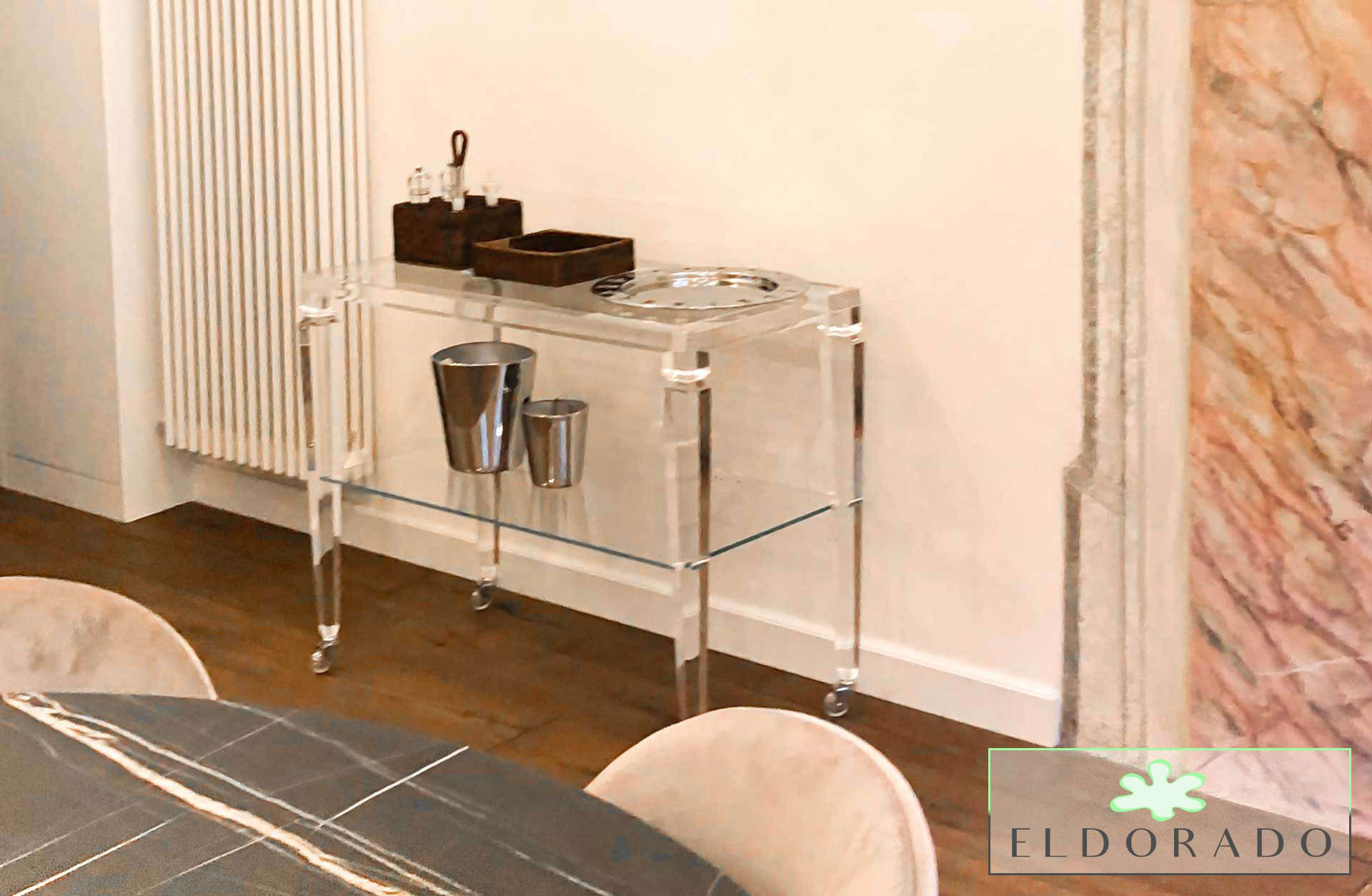 Carrello in plexiglass LV1 cm 100 x 50 h 80