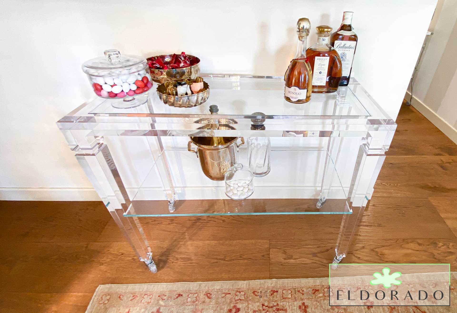 Carrello in plexiglass LV1 cm 90 x 40 h 75