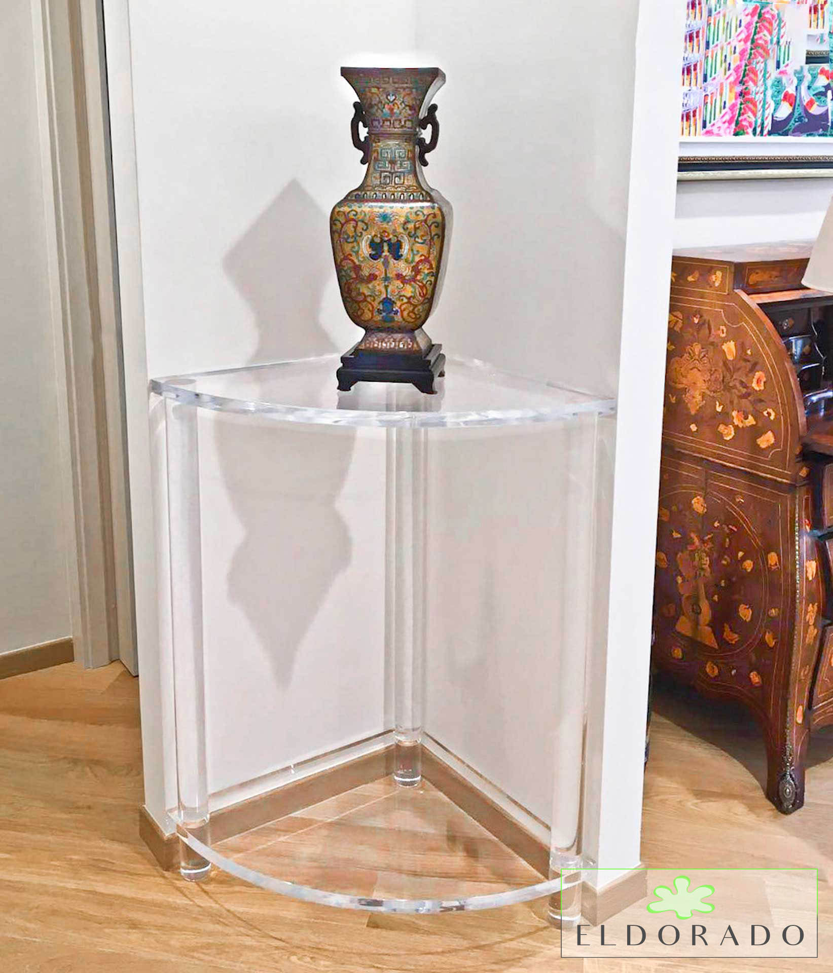 Tavolino in plexiglass SEMITONDO cm 60 x 60 h 100