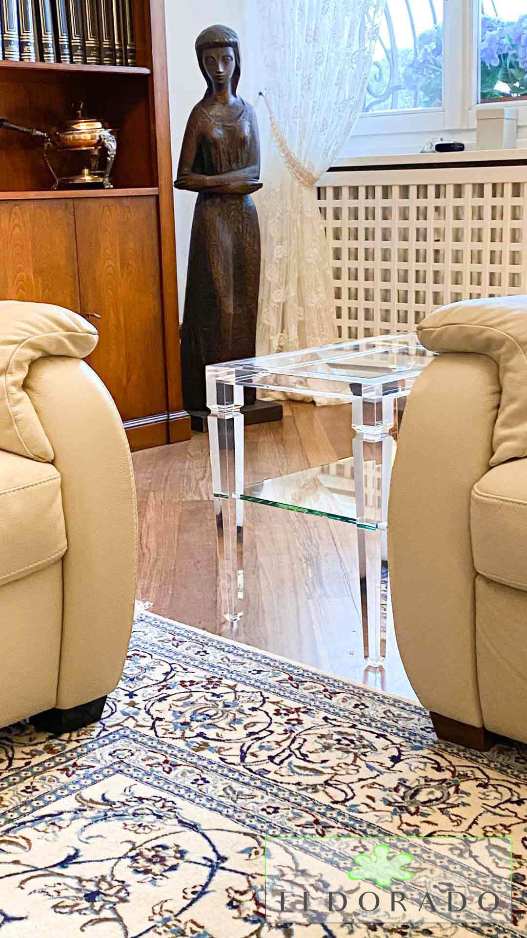 Tavolino in plexiglass LV1 cm 60 x 40 h 50 con ripiano