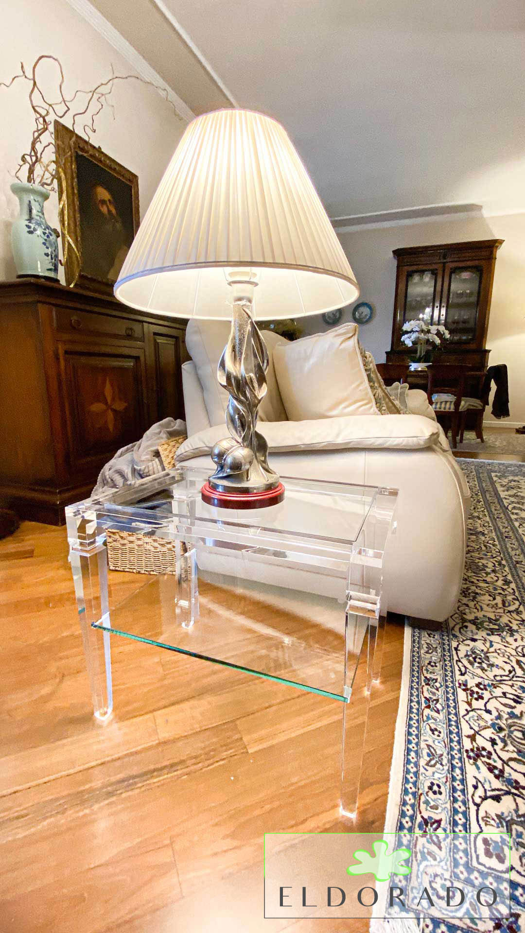 Tavolino in plexiglass LV1 cm 60 x 40 h 50 con ripiano