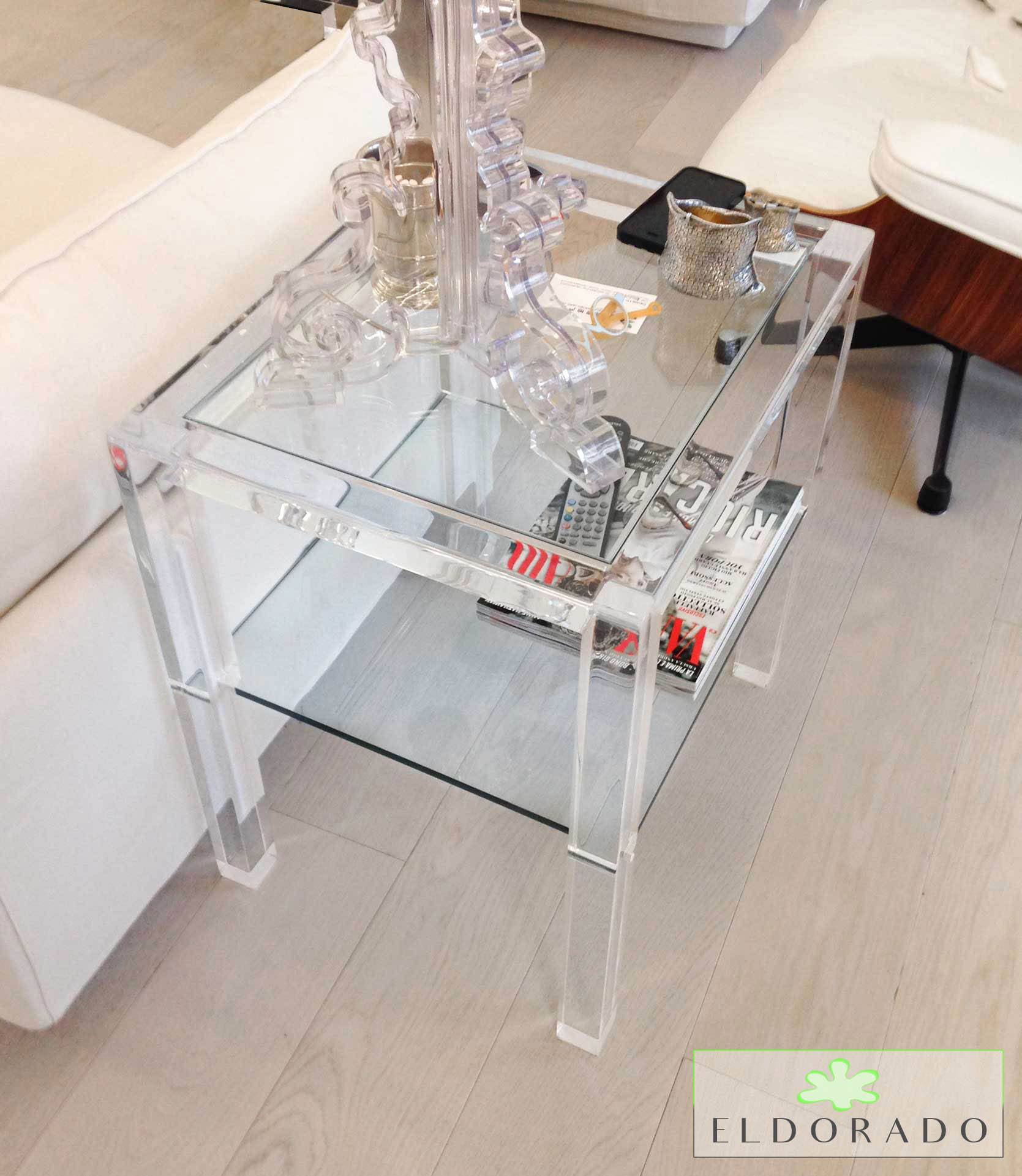 Tavolino in plexiglass TELAIO_1 cm 50 x 40 h 55