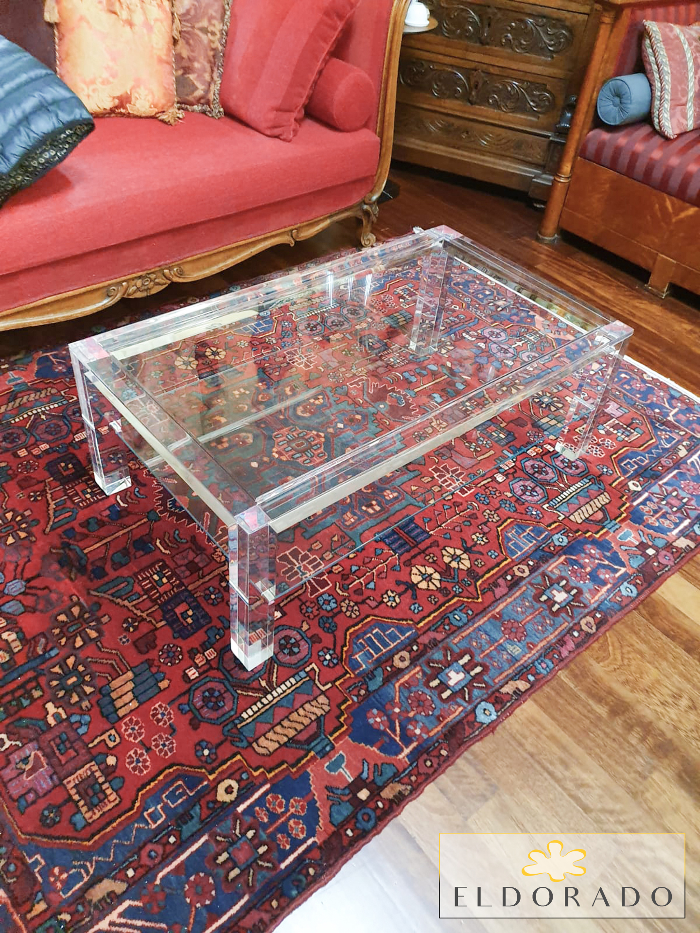 Tavolino in plexiglass MISSING cm 110 x 65 h.40 con ripiano