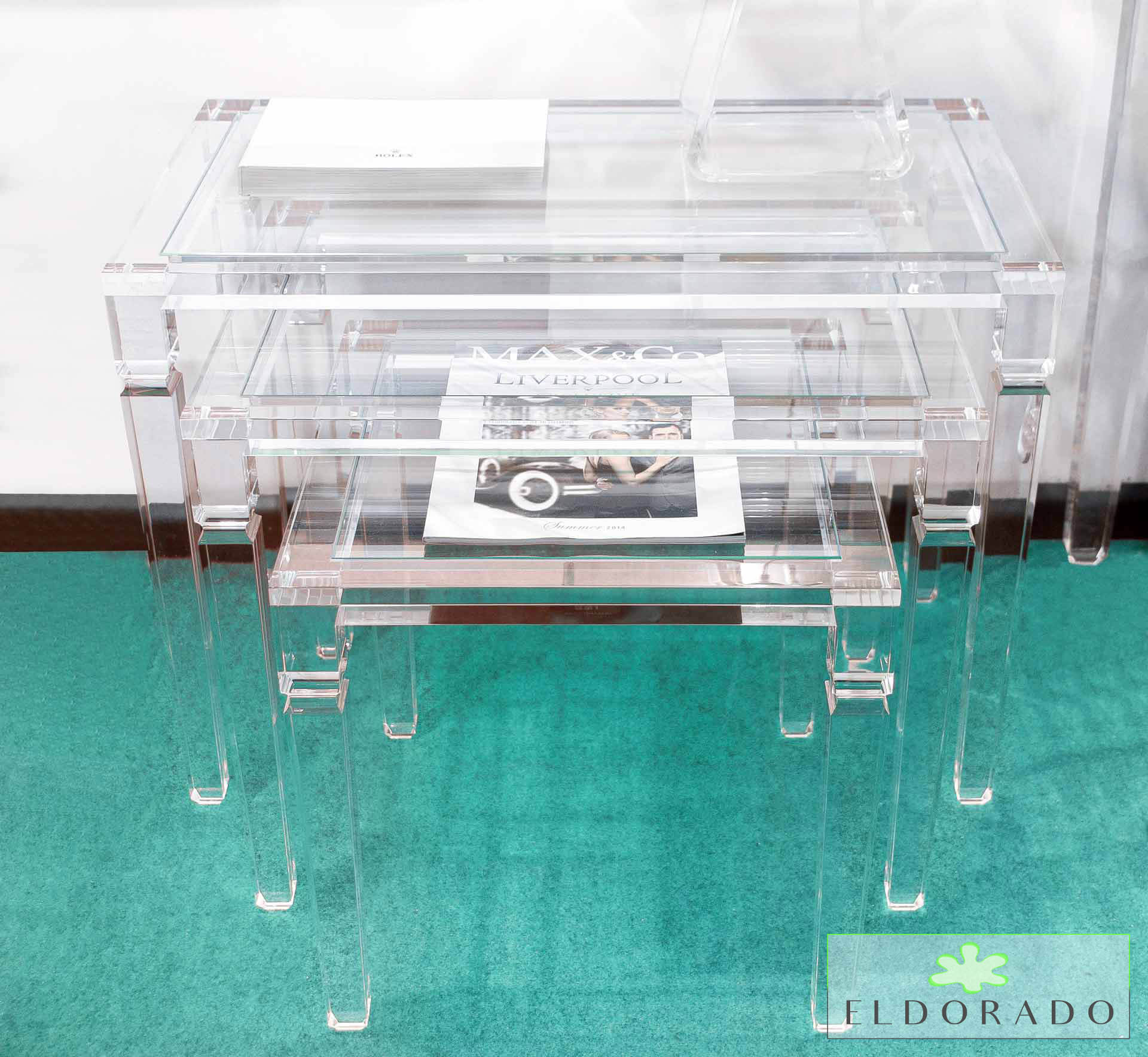Tavolino in plexiglass LV1 - Trittico cm 70 x 40 h 50 - 55 x 40 h 45 - 40 x 40 h 40