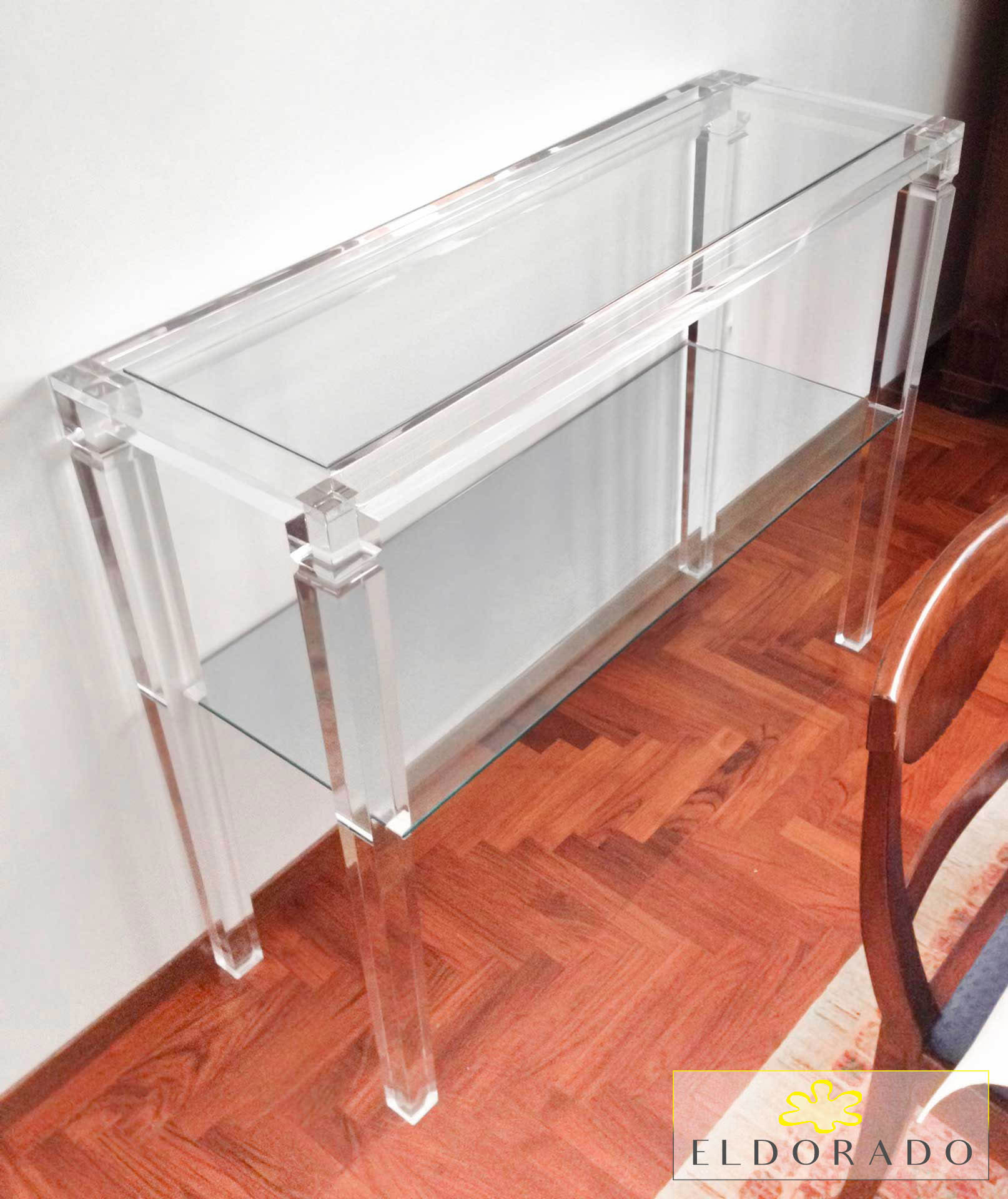 Consolle plexiglass LV1 cm 120 x 40 h 90 con ripiano