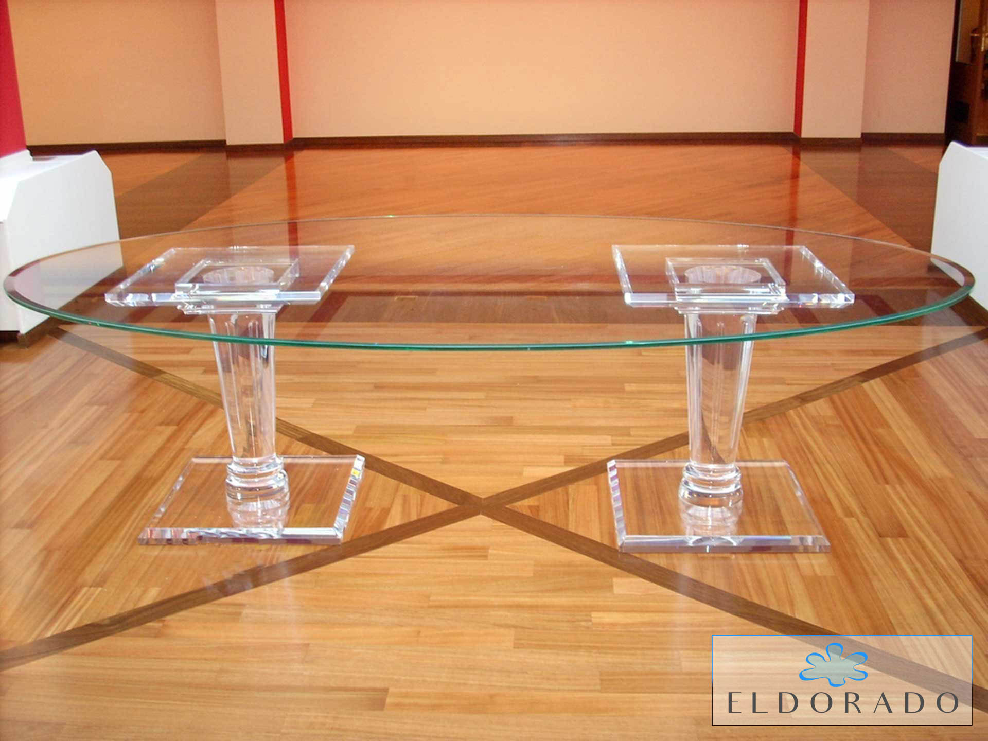 Tavolo pranzo in plexiglass FIDIA cm 280 x 160 h.76